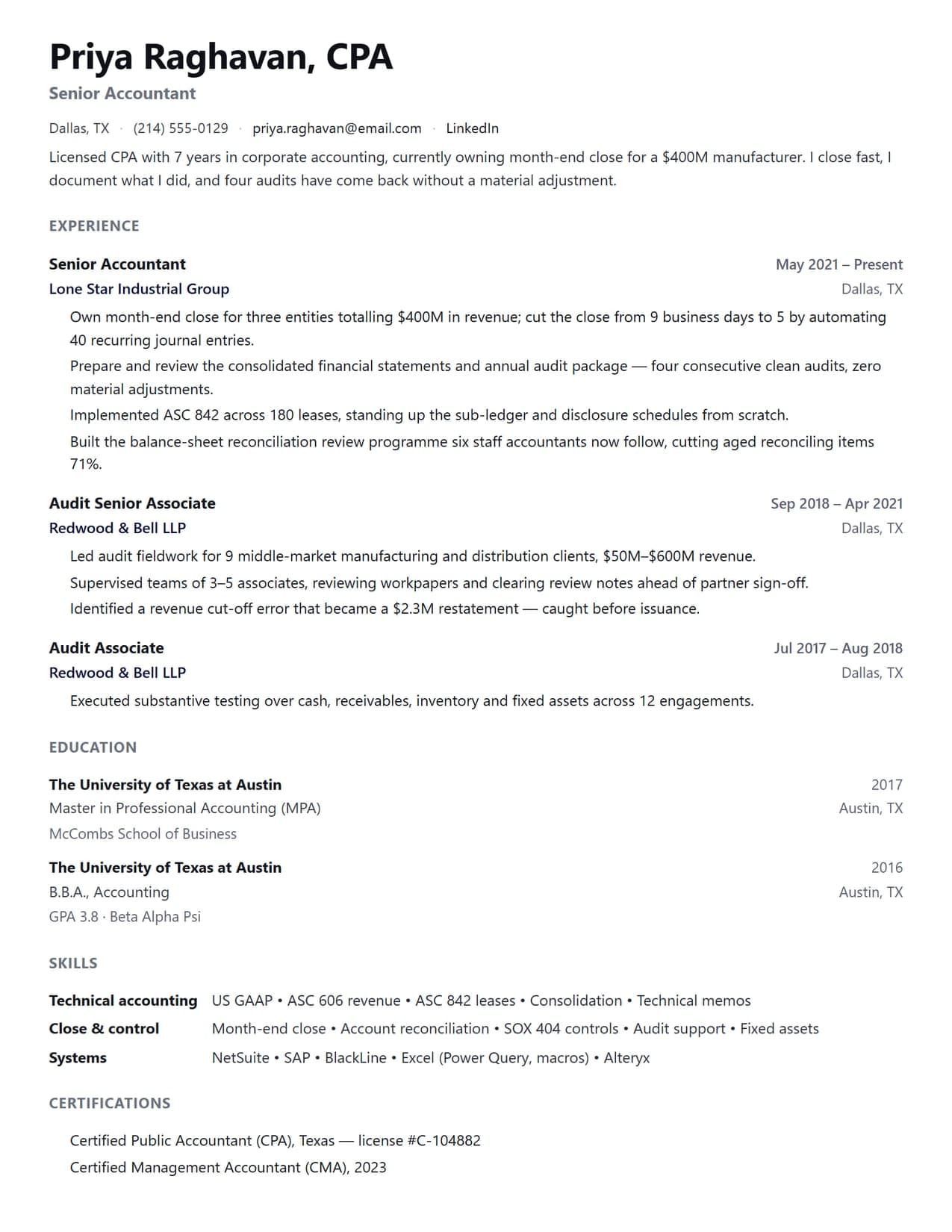 ATS Friendly Accountant Resume Template