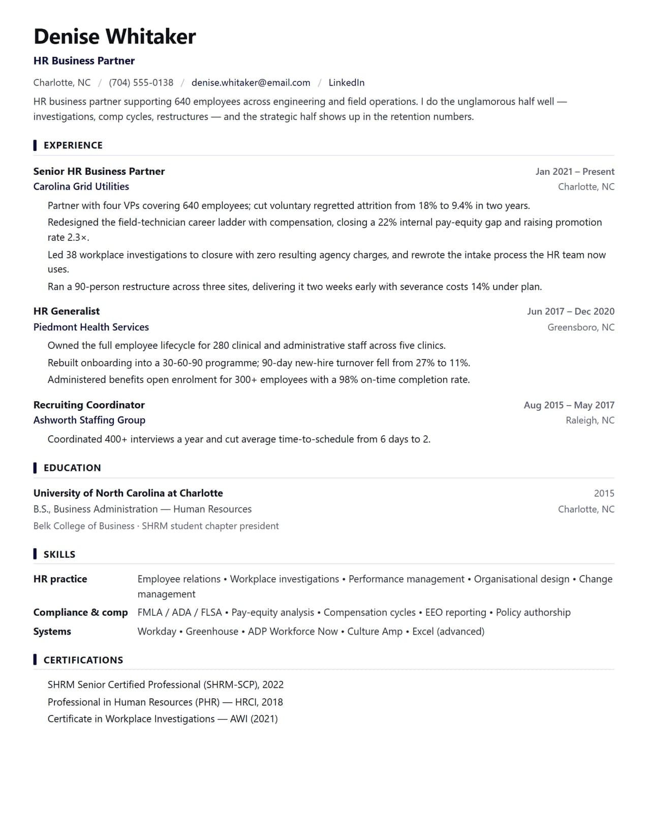ATS Friendly HR Manager Resume Template