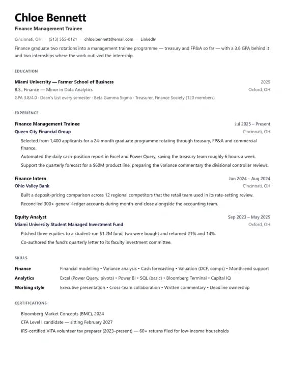 ATS Friendly Entry Level Resume Template