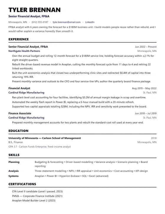ATS Friendly Financial Analyst Resume Template