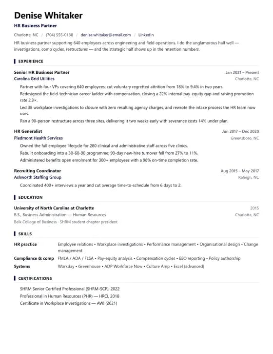 ATS Friendly HR Manager Resume Template
