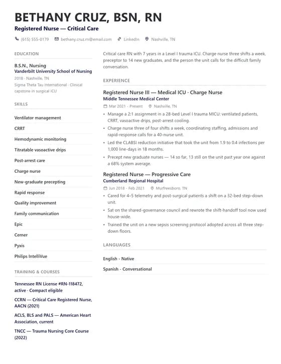 ATS Friendly Nurse Resume Template