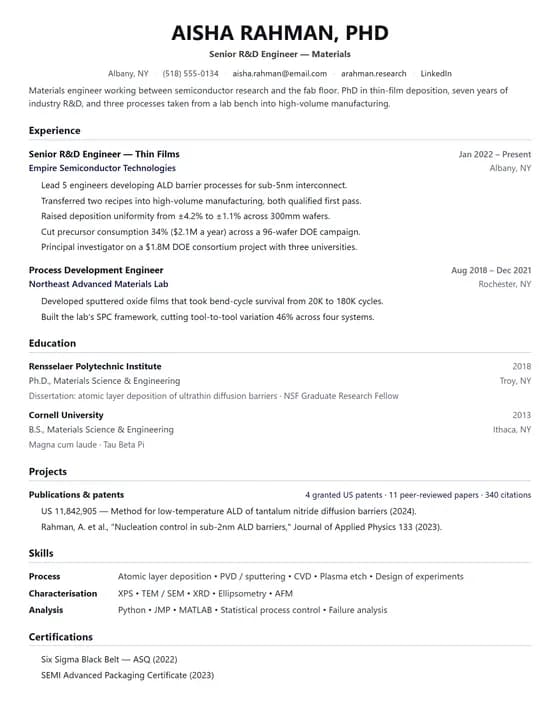 ATS Friendly Research Engineer Resume Template