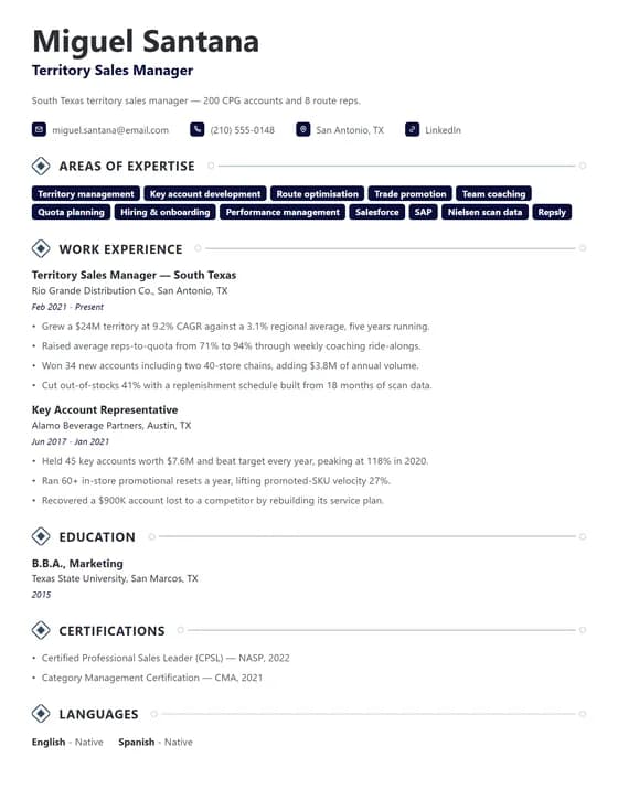 ATS Friendly Sales Manager Resume Template